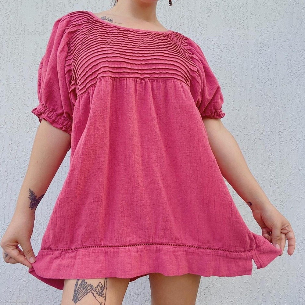 Free People Elsie Vintage Style Puffy Sleeve Fairy Top